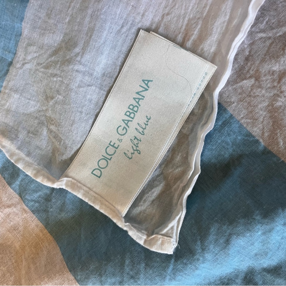 Dolce & Gabbana Light Blue and Blush Logo Scarf - Picture 3 of 4
